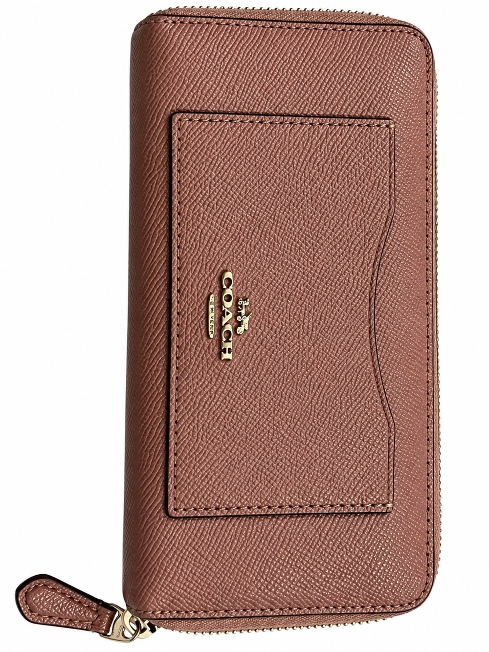 Coach Saffiano Zip-Around Wallet in Dusty Rose
